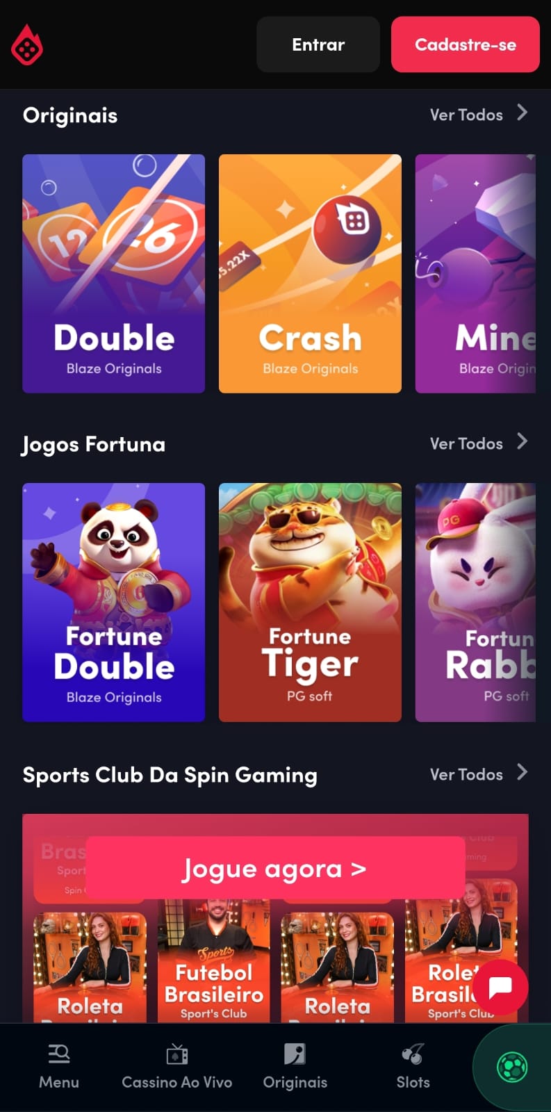Jogos originais no Blaze Cassino